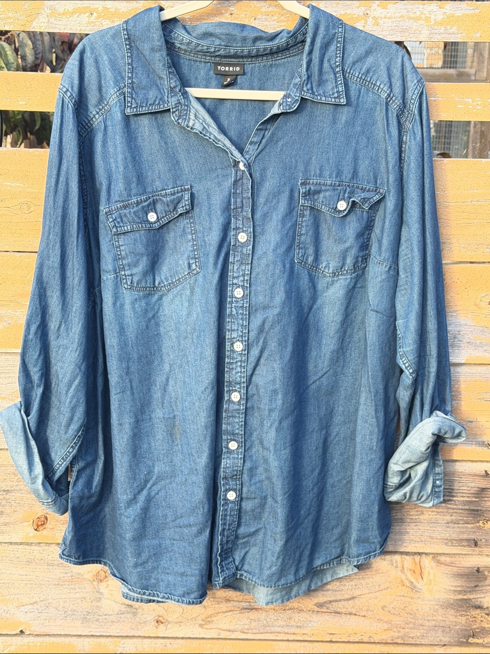 torrid Medium Blue Denim Button-Down Shirt